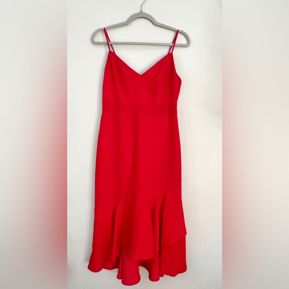 Banana Republic Red Ruffle Midi Mermaid Dress 4P